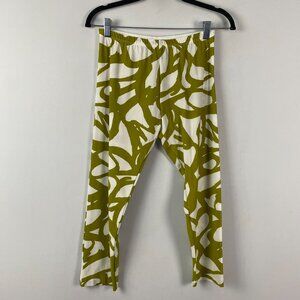 Porto San Francisco Cropped Leggings Size 2 Green Ivory Stretch